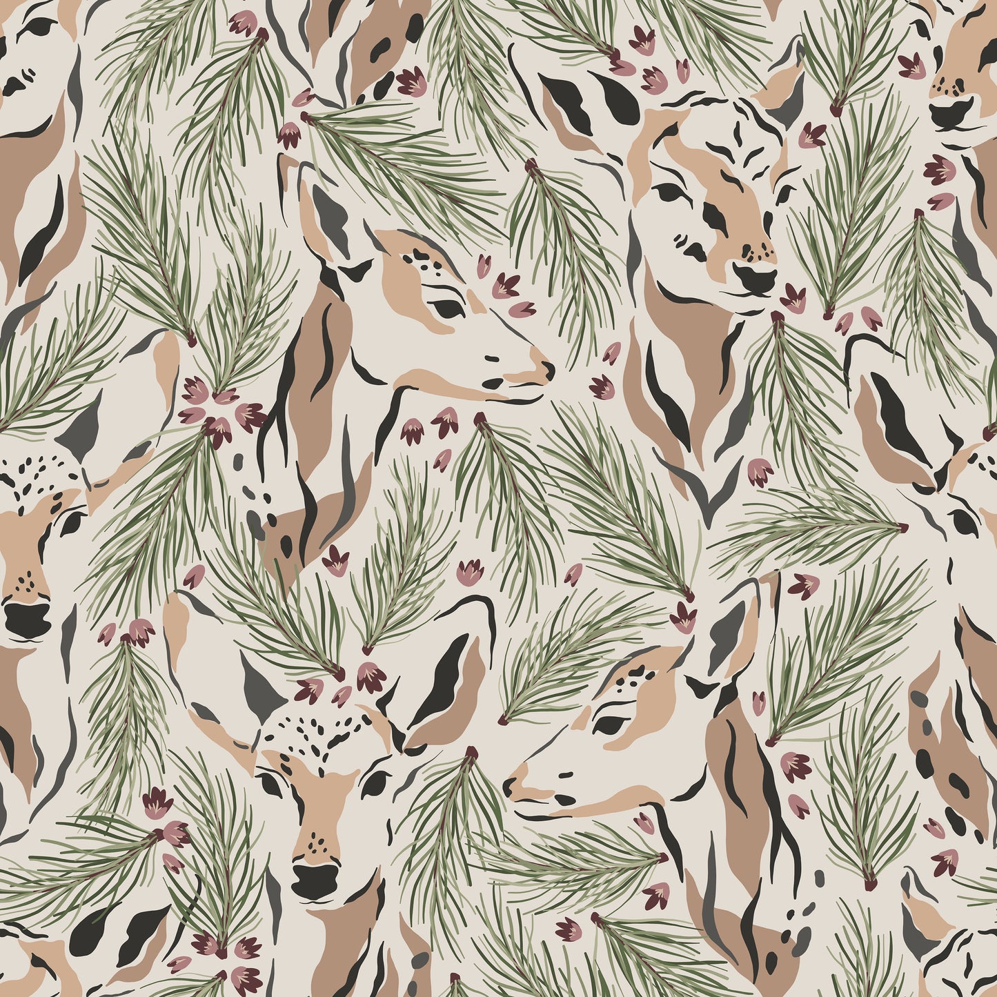 Wild Deer Fir Branches Self Adhesive Vinyl