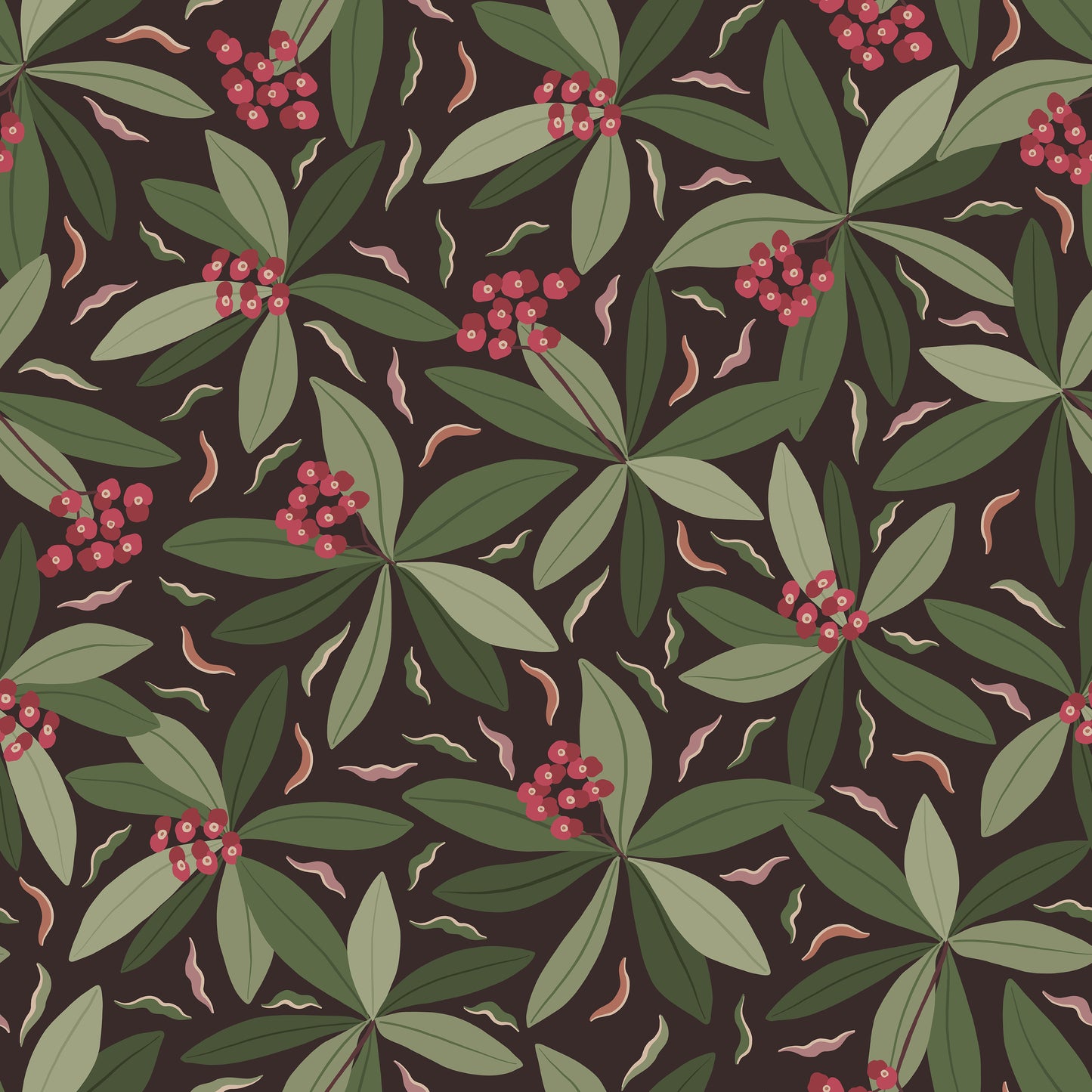 Berries And Leaves Greenery Vinyl Furniture Sticker