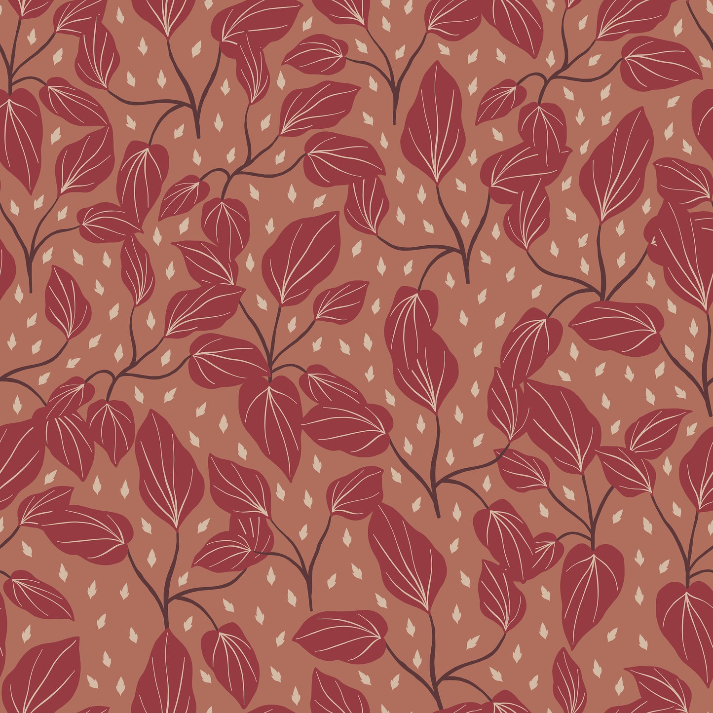 Rosy Red Leaves Self Adhesive Vinyl