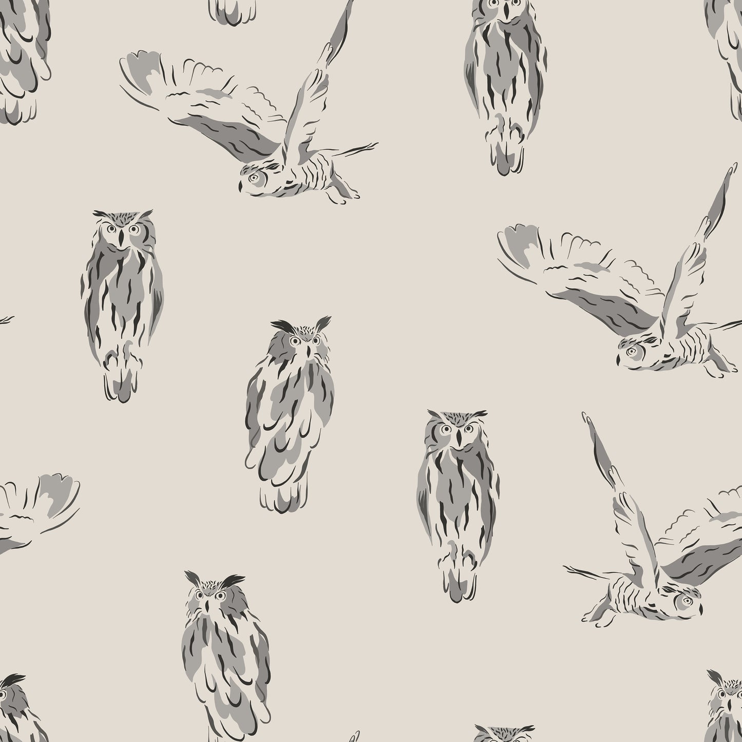 Grey Owl Print Bird Self Adhesive Vinyl