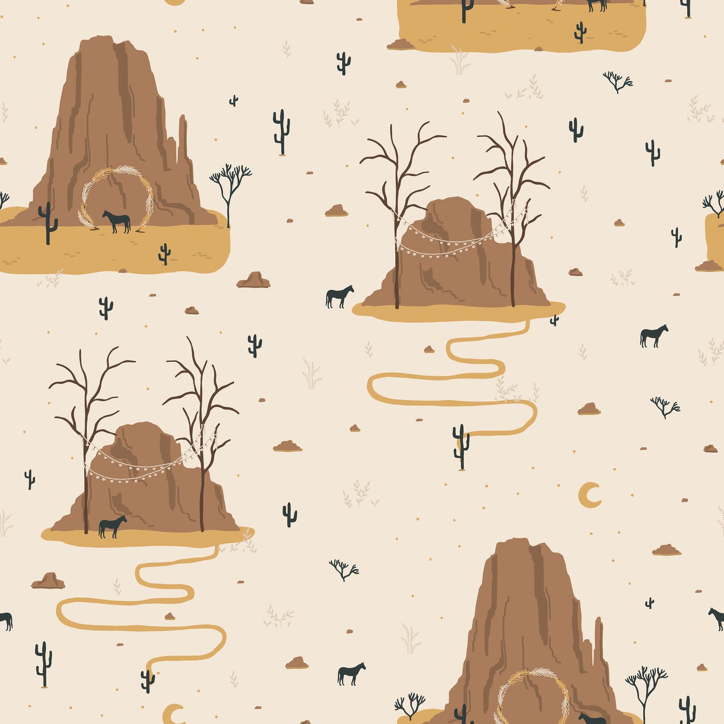 Desert Mountains Cactus Self Adhesive Vinyl