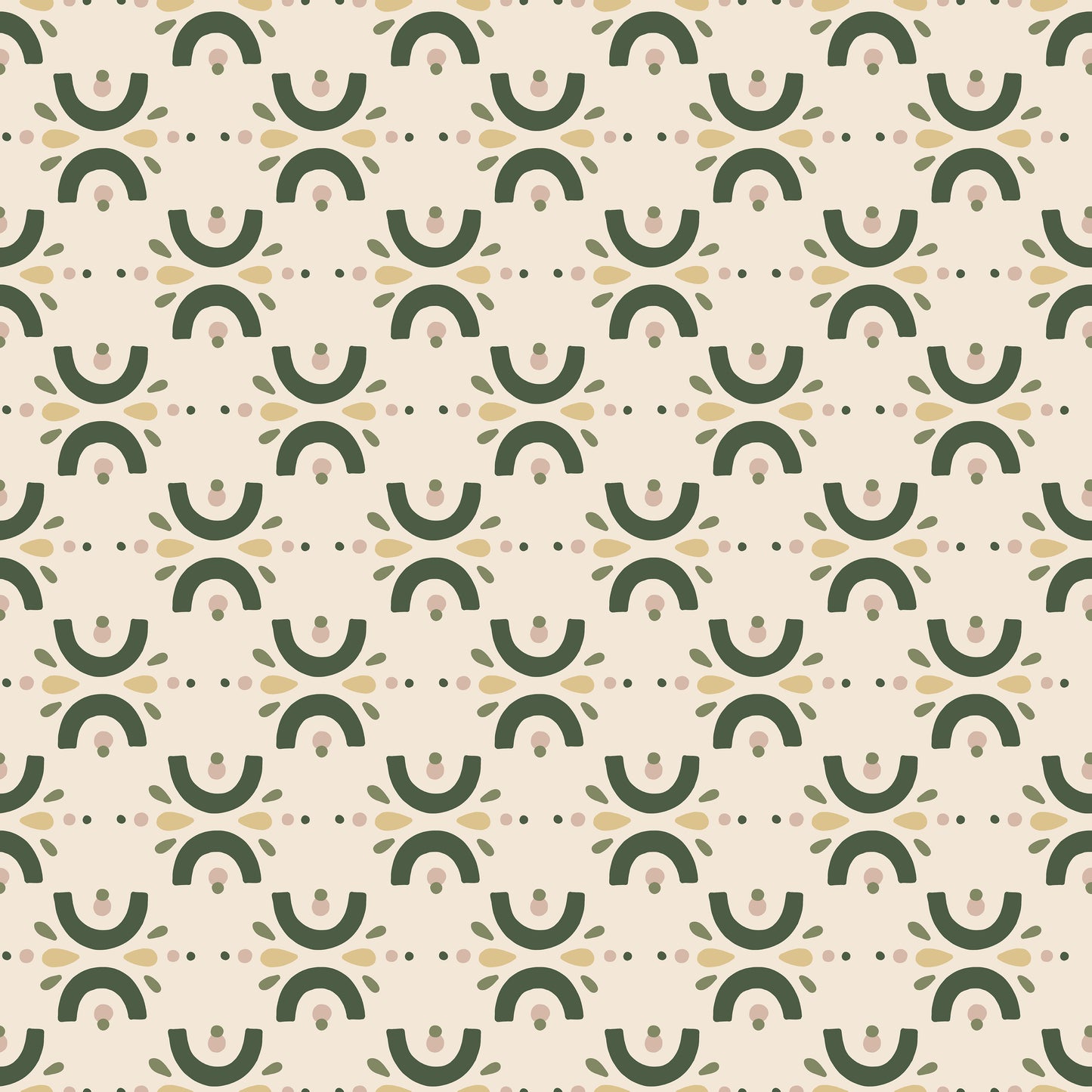 Beige Mini Green Arches Pattern Vinyl Furniture Wrap