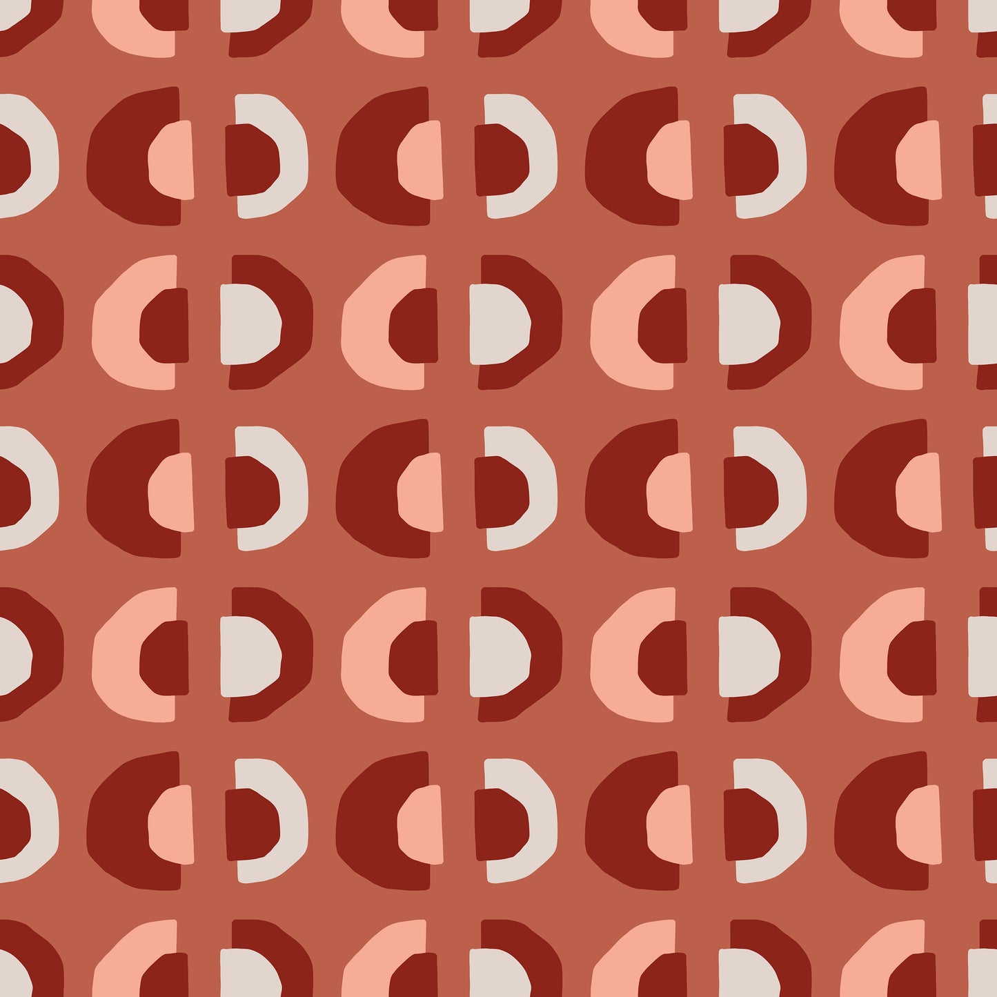 Geometric Blush Red Semi Circles Self Adhesive Vinyl