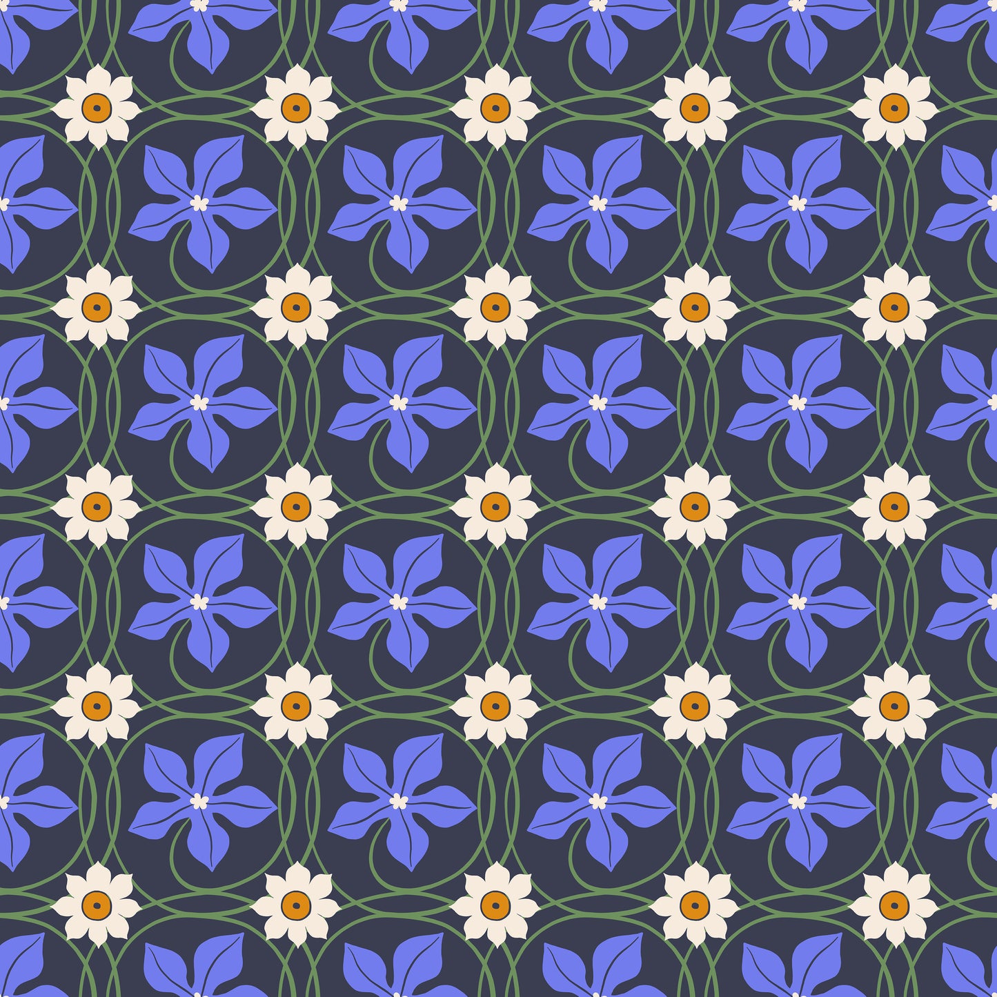 Blue Flower Daisy Vinyl Furniture Sticker