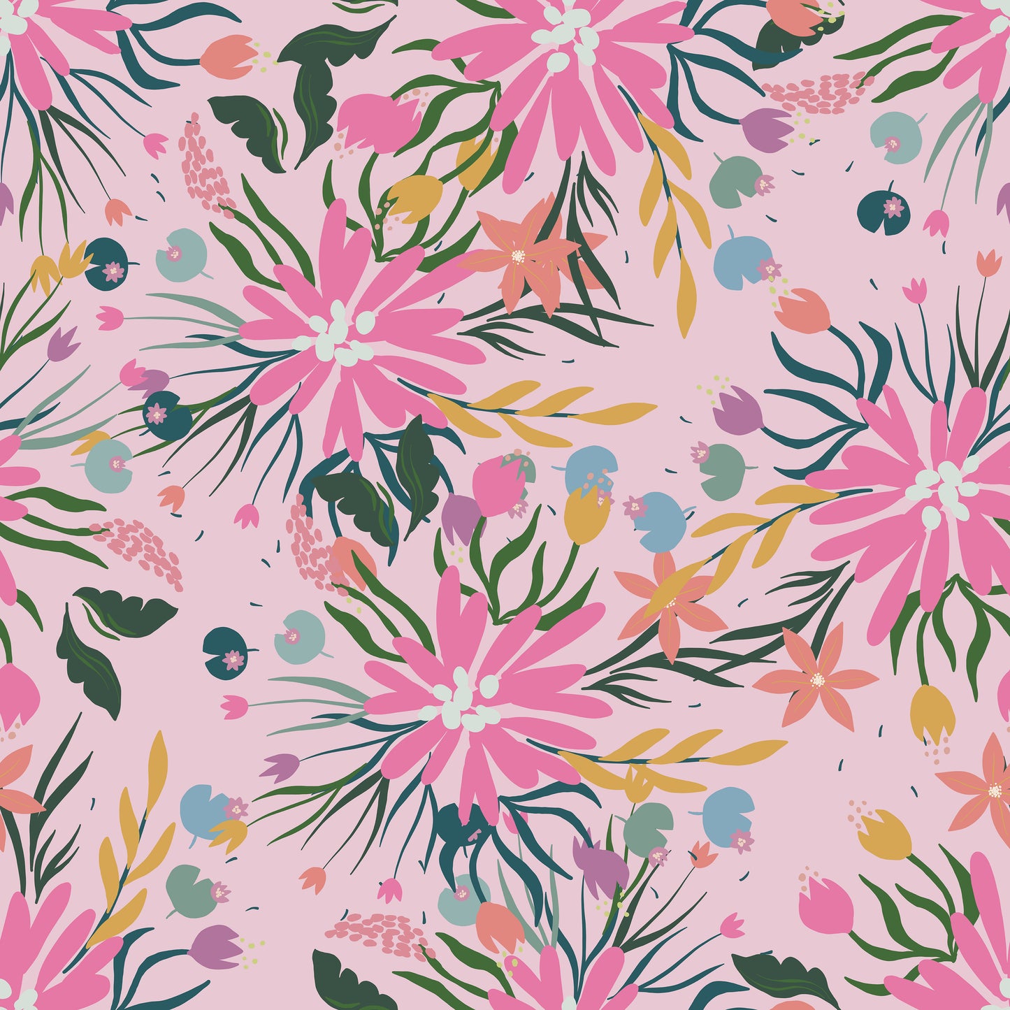 Baby Pink Floral Spray Vinyl Furniture Sticker