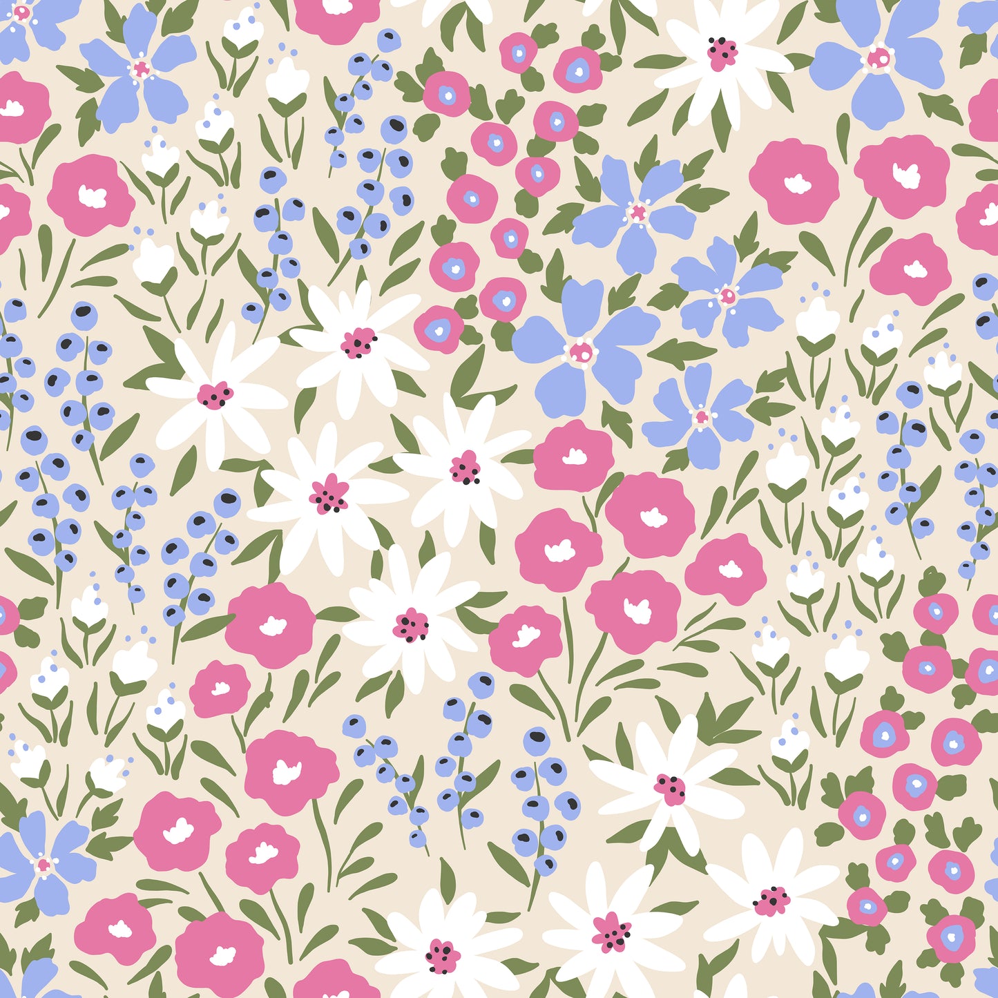 Pastel Blue & Pink Flowers Self Adhesive Vinyl