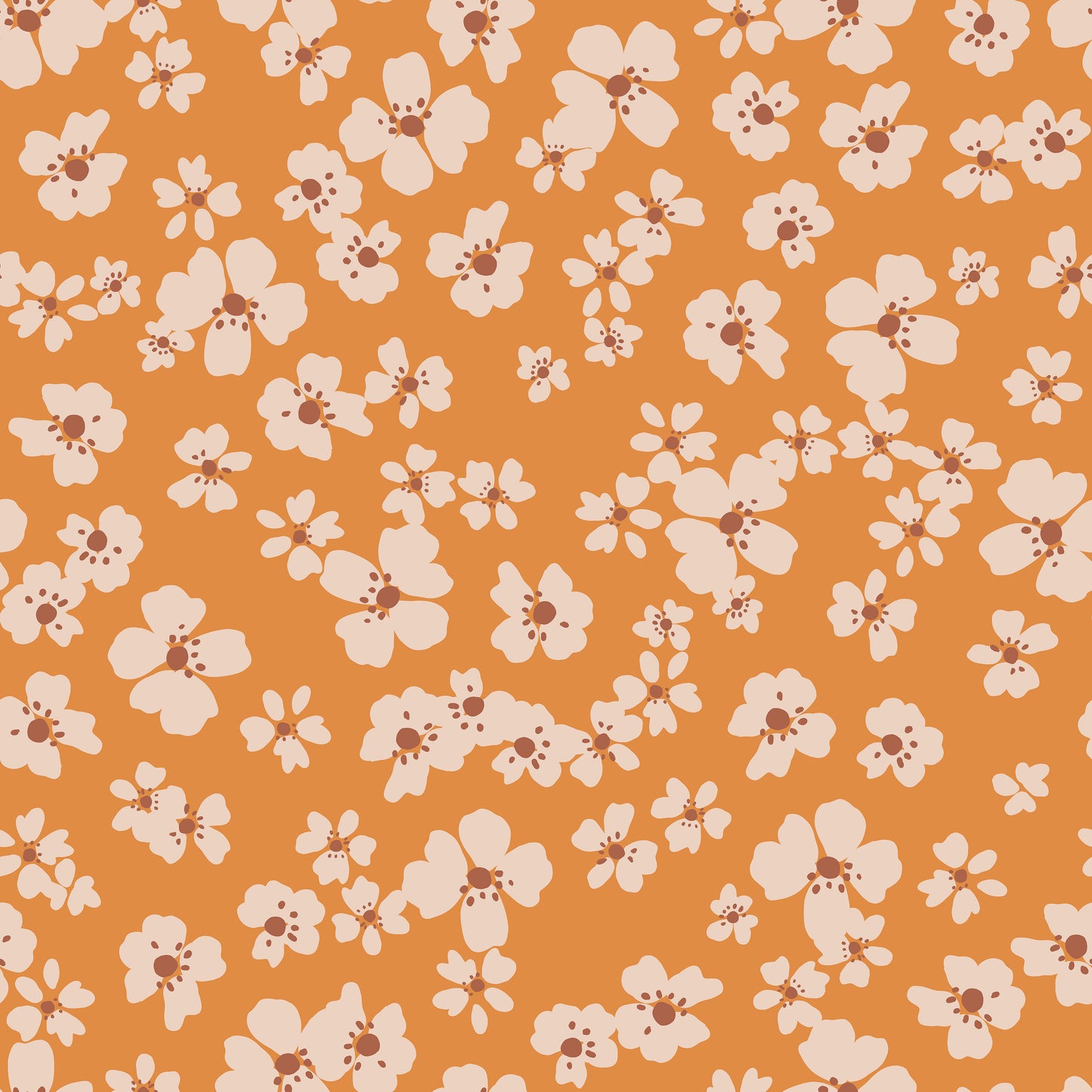 Orange/White Mini Flower Petals Self Adhesive Vinyl