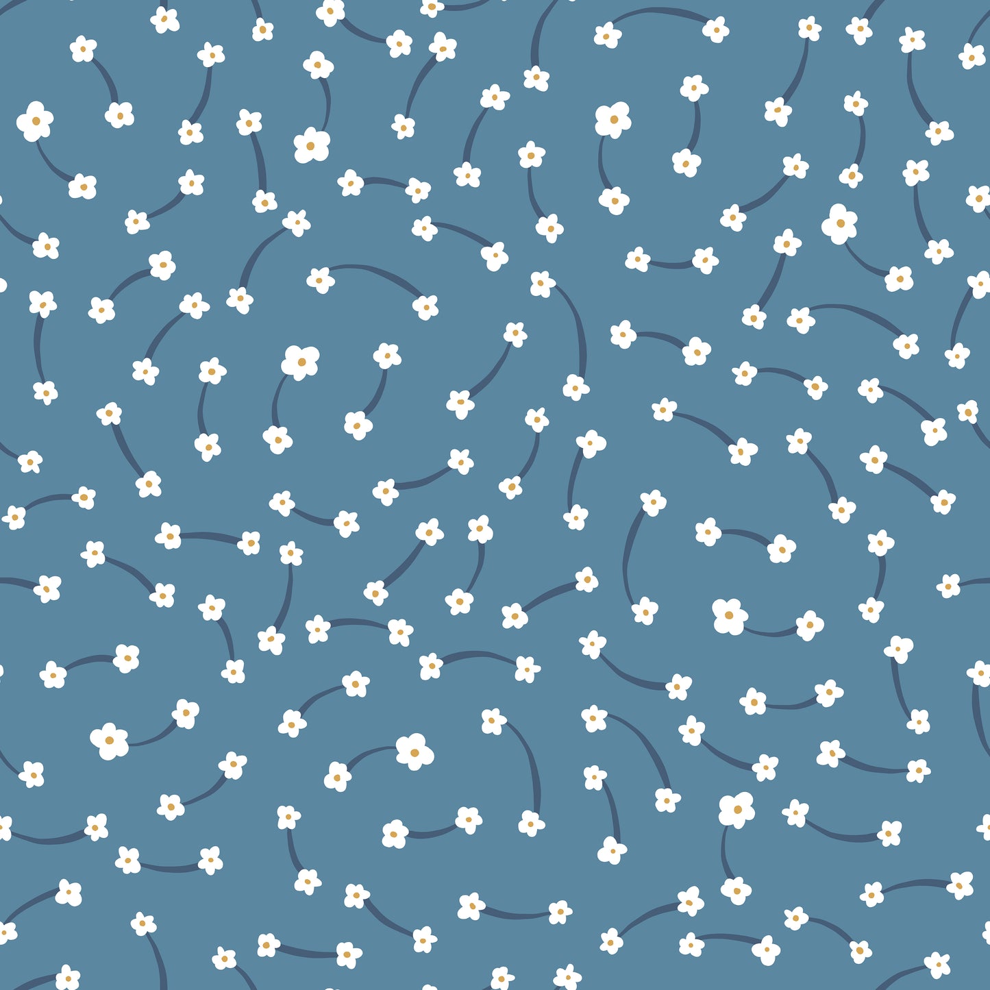Denim Blue Micro Flower Wisps Self Adhesive Vinyl