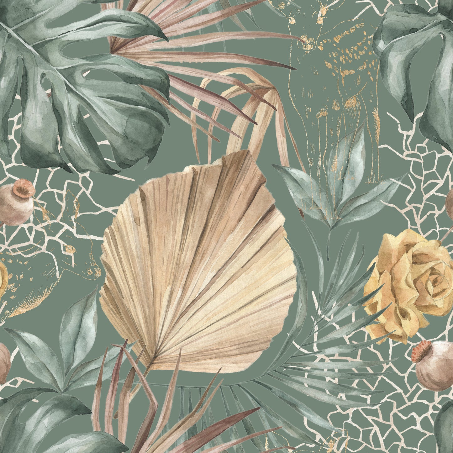 Tropical Palm Spear Leaves Self Adhesive Vinyl