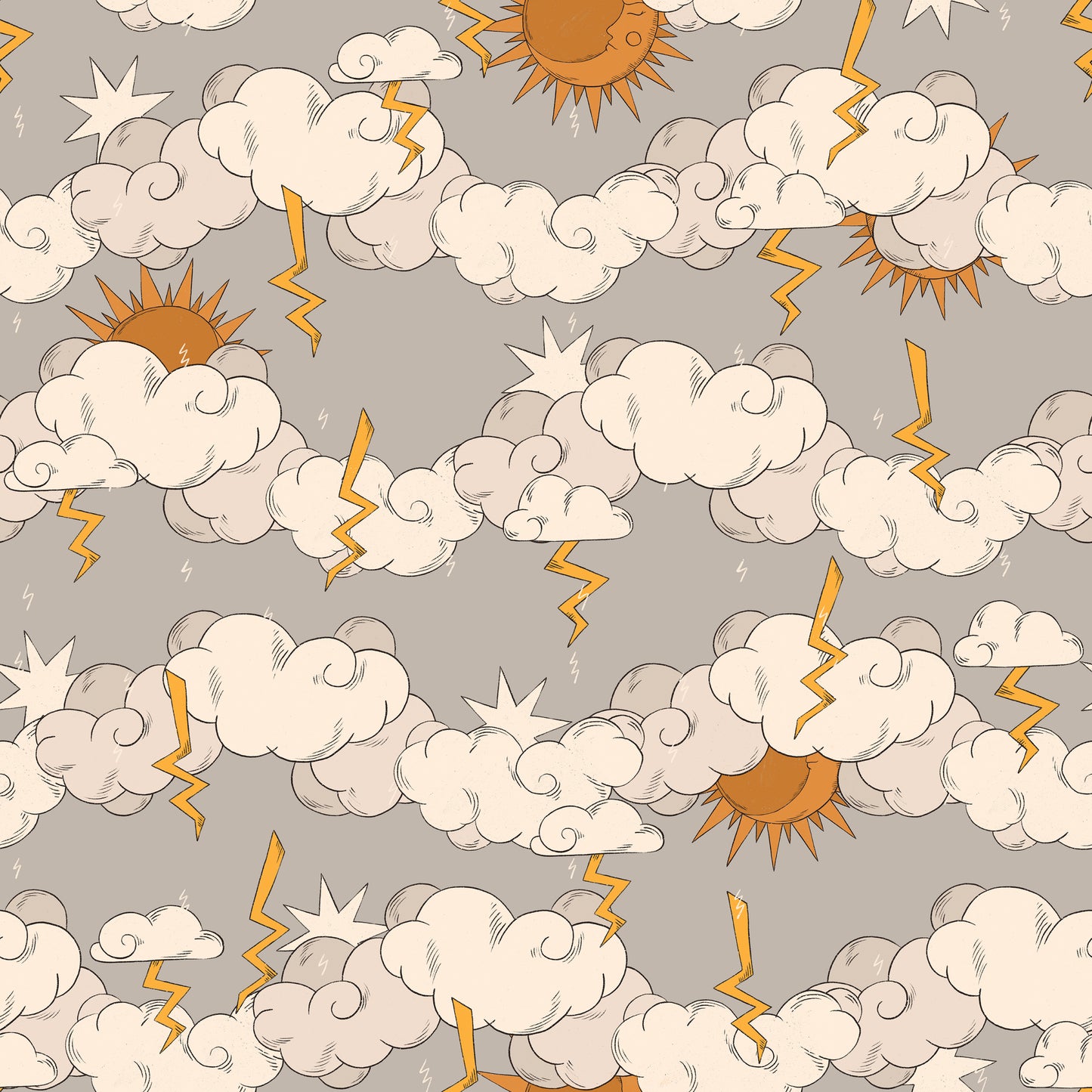 Grey Stormy Weather Lightning Clouds Self Adhesive Vinyl