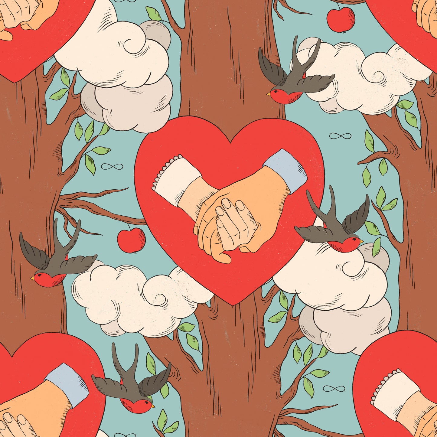 Holding Hands Friendship Heart Vinyl Furniture Wrap