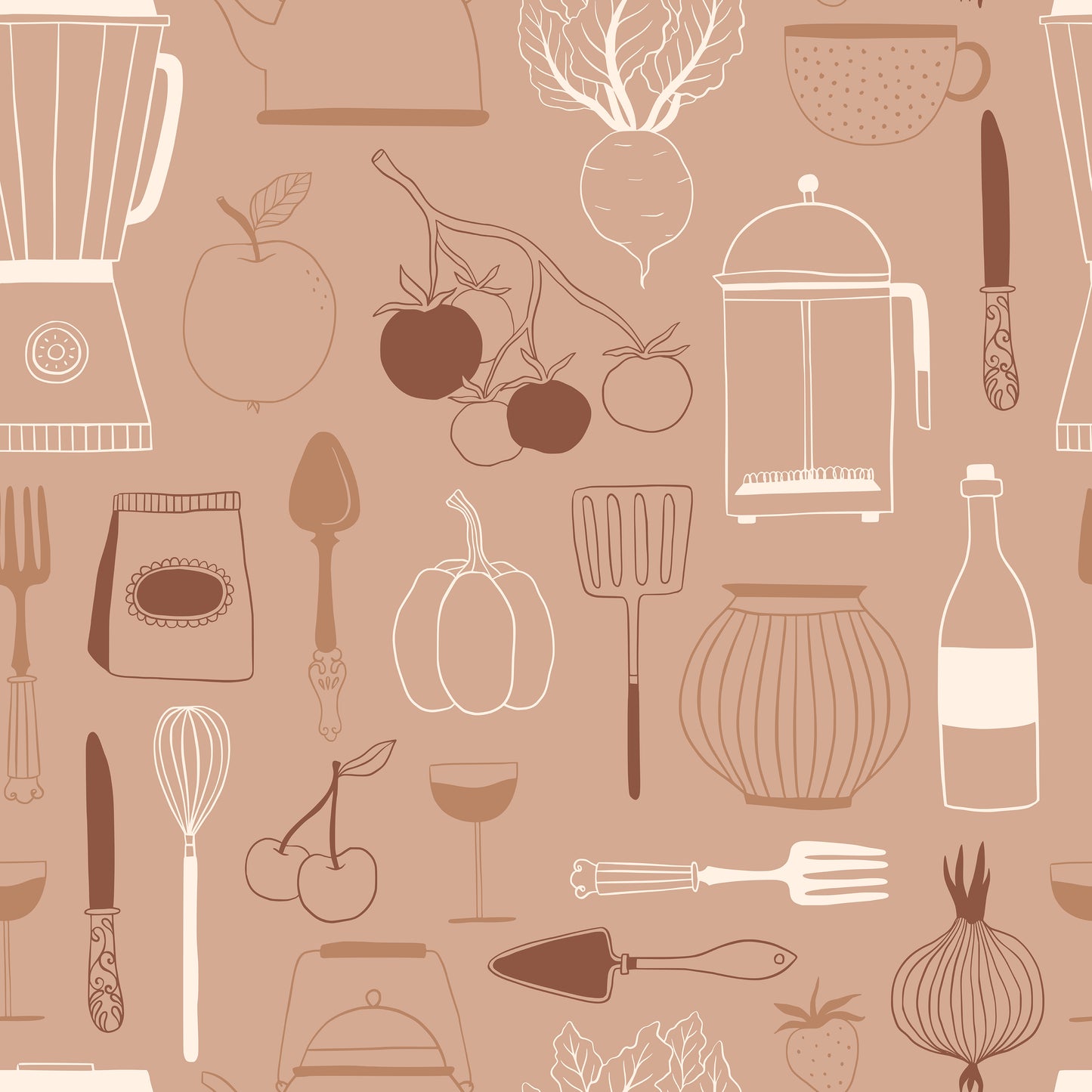 Taupe Kitchen Accessories Food Outline Silhouette Vinyl Furniture Sticker