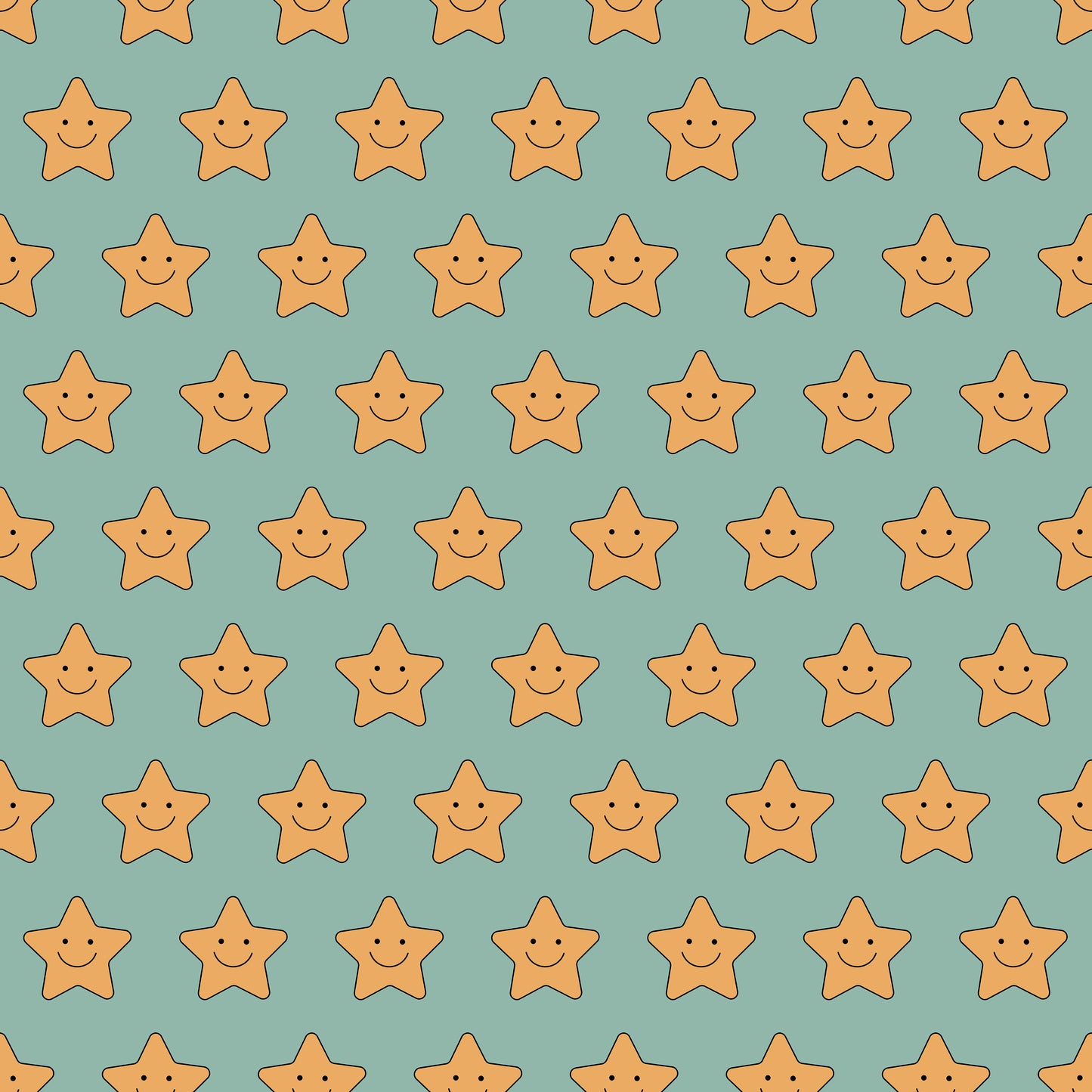 Green & Orange Mini Happy Smiley Stars Vinyl Furniture Wrap