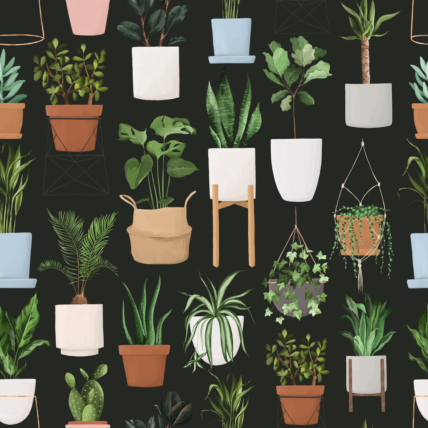 Dark Houseplant Plant Pots Plants Self Adhesive Vinyl