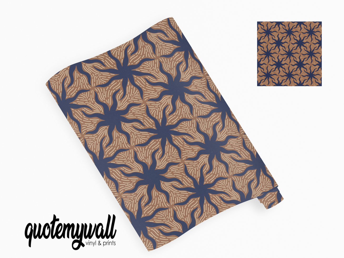 Navy & Gold Sun Bursts Self Adhesive Vinyl