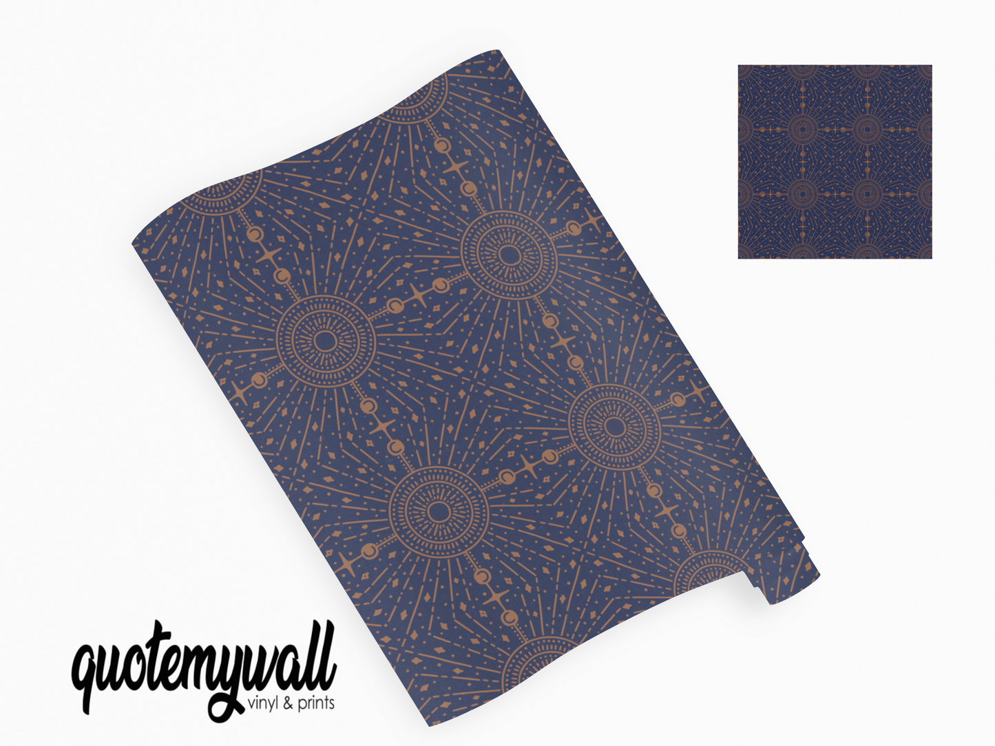 Navy & Gold Sundial Bursts Self Adhesive Vinyl