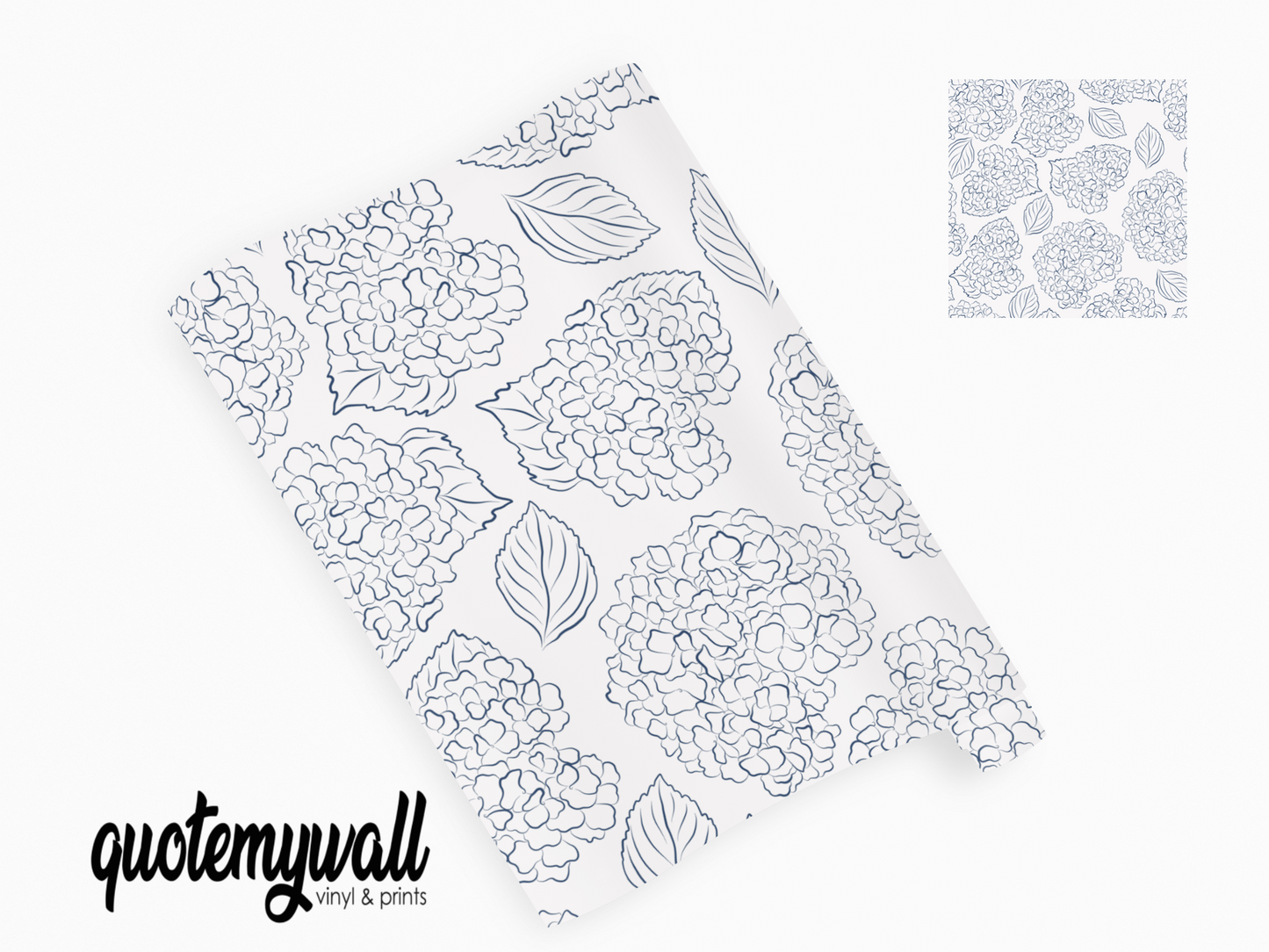 Hydrangea Black & White Self Adhesive Vinyl