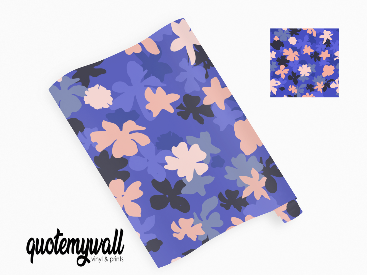 Royal Blue Flower Petals Self Adhesive Vinyl