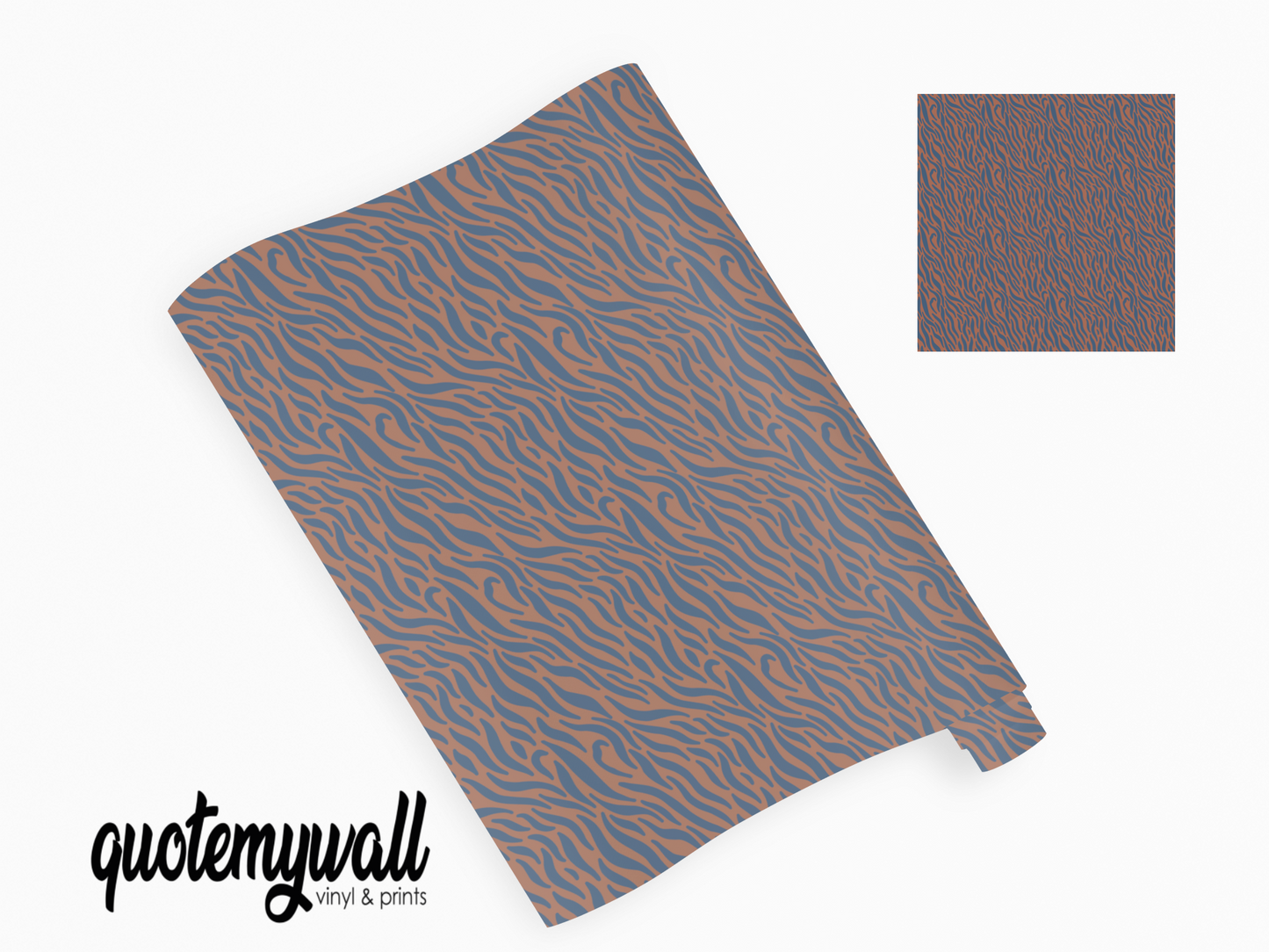 Blue & Brown Fine Tiger Print Vinyl Furniture Wrap