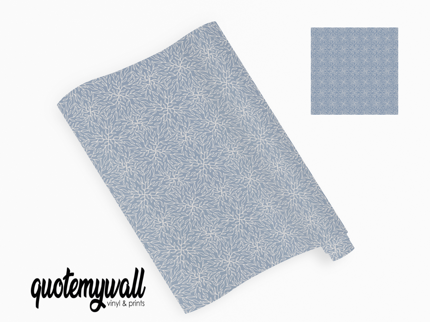 Pale Blue Micro Floral Vines Vinyl Furniture Wrap