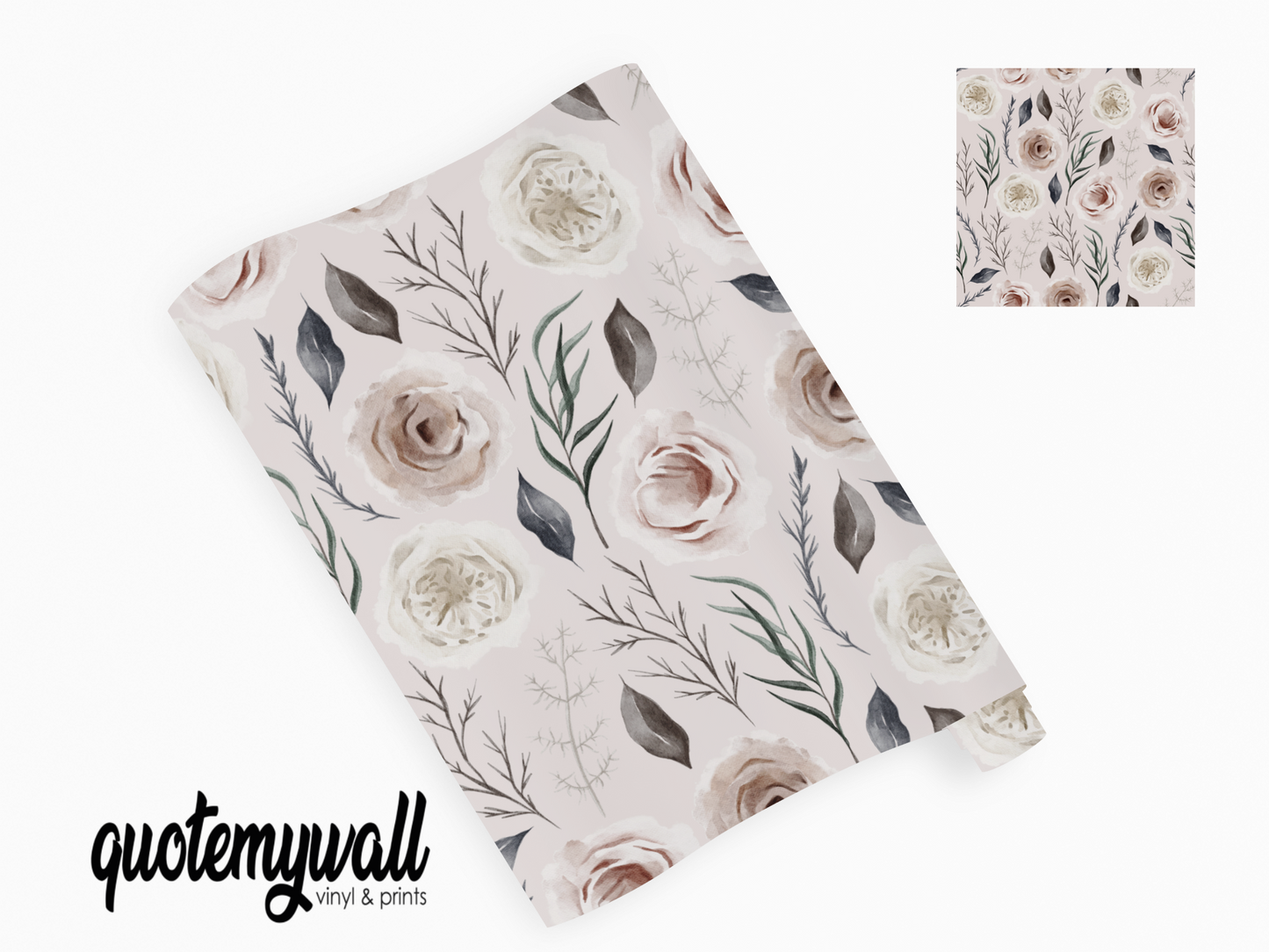 Cream Rose Blooms Vinyl Furniture Sticker