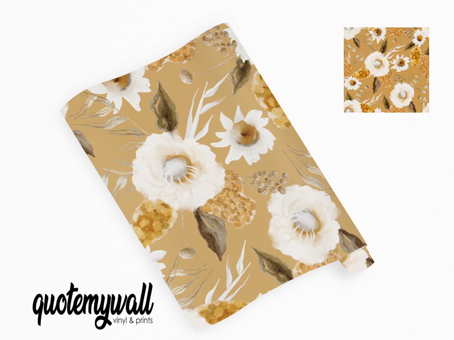 Sunny Yellow Daisy Cotton Flowers Self Adhesive Vinyl