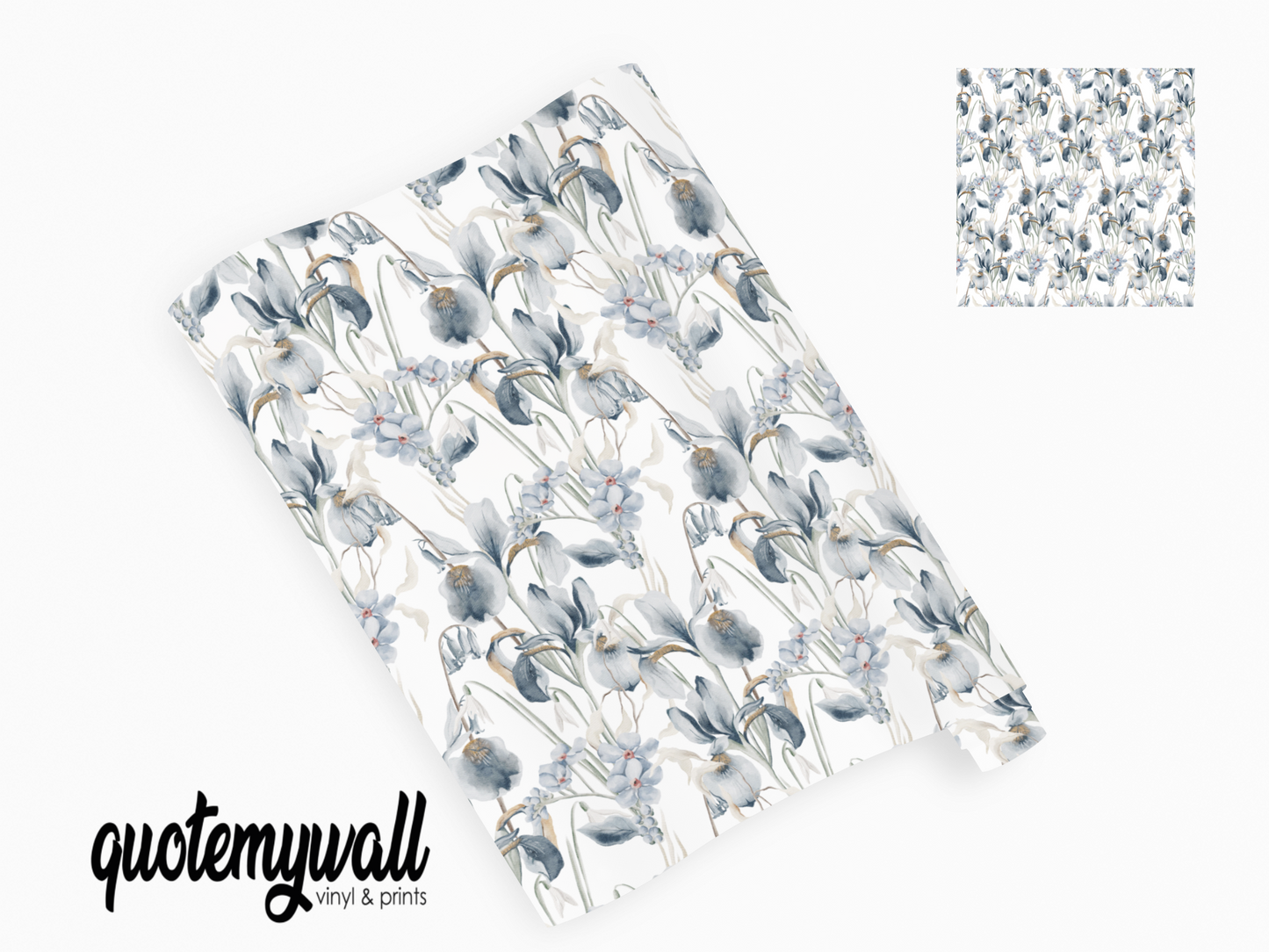 Delicate Blue Iris Flowers Self Adhesive Vinyl
