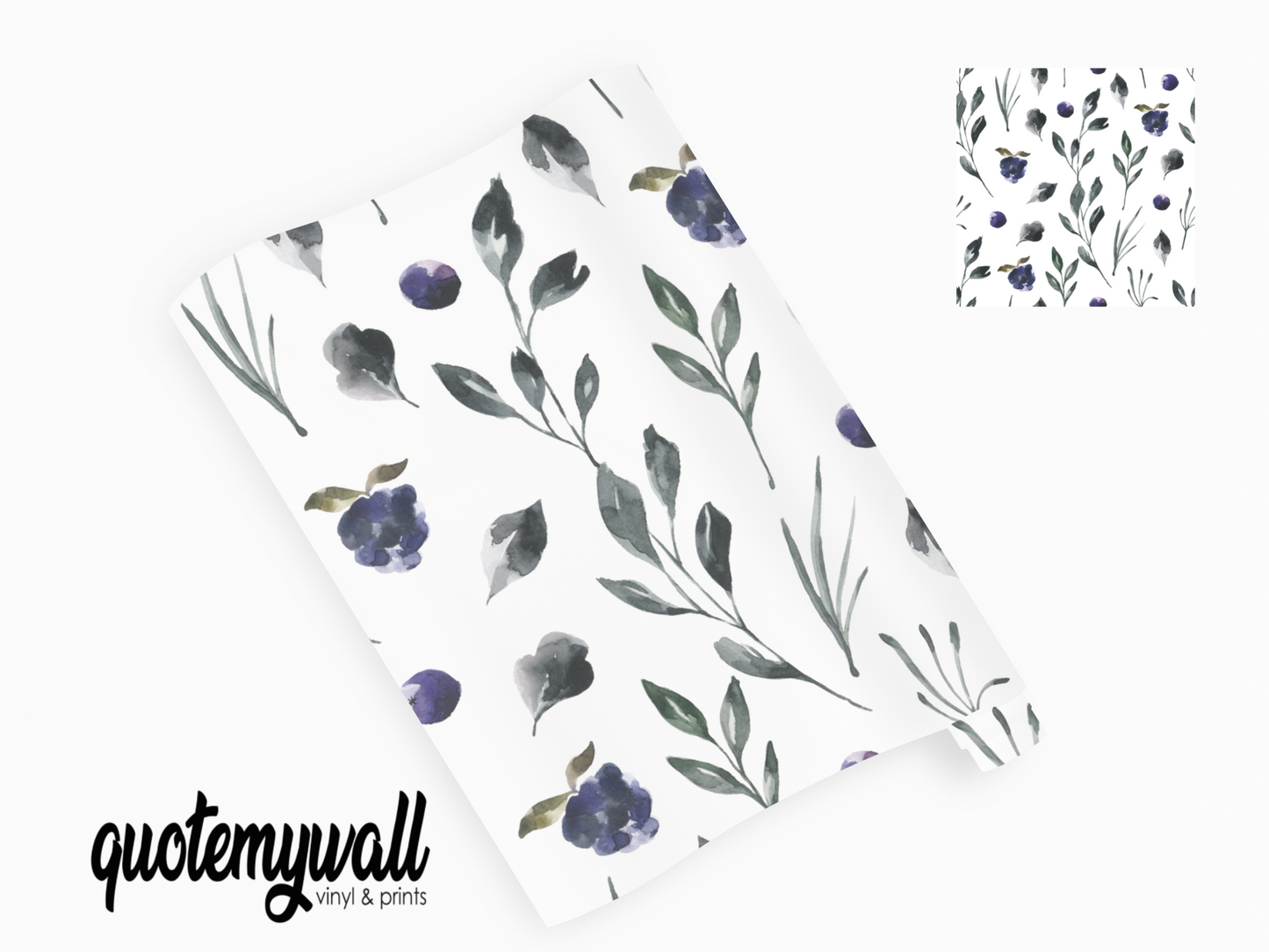 Navy Iris Flower Stems Vinyl Furniture Sticker