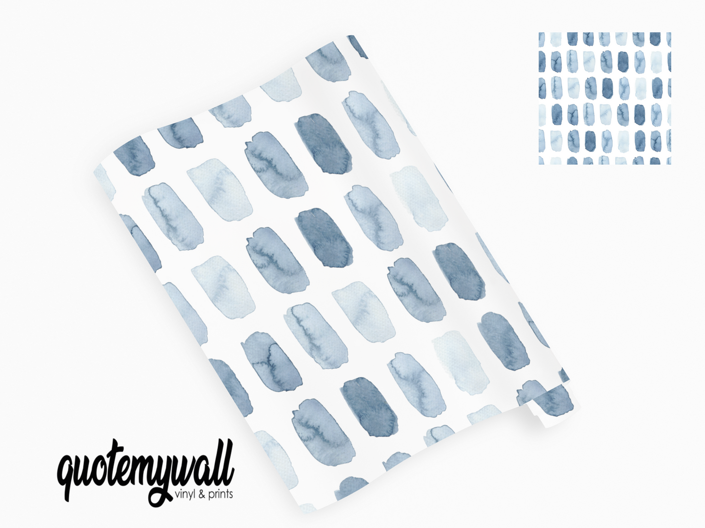 Navy Blue Watercolour Ombre Blobs Self Adhesive Vinyl