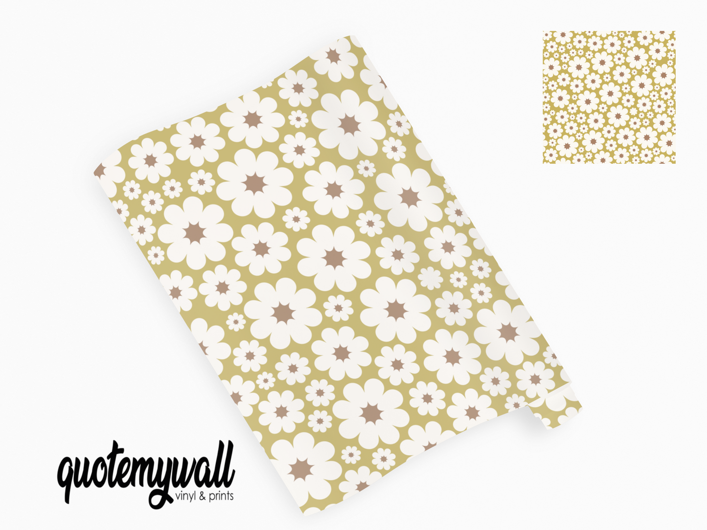 Retro Mustard Daisy Petals Vinyl Furniture Sticker