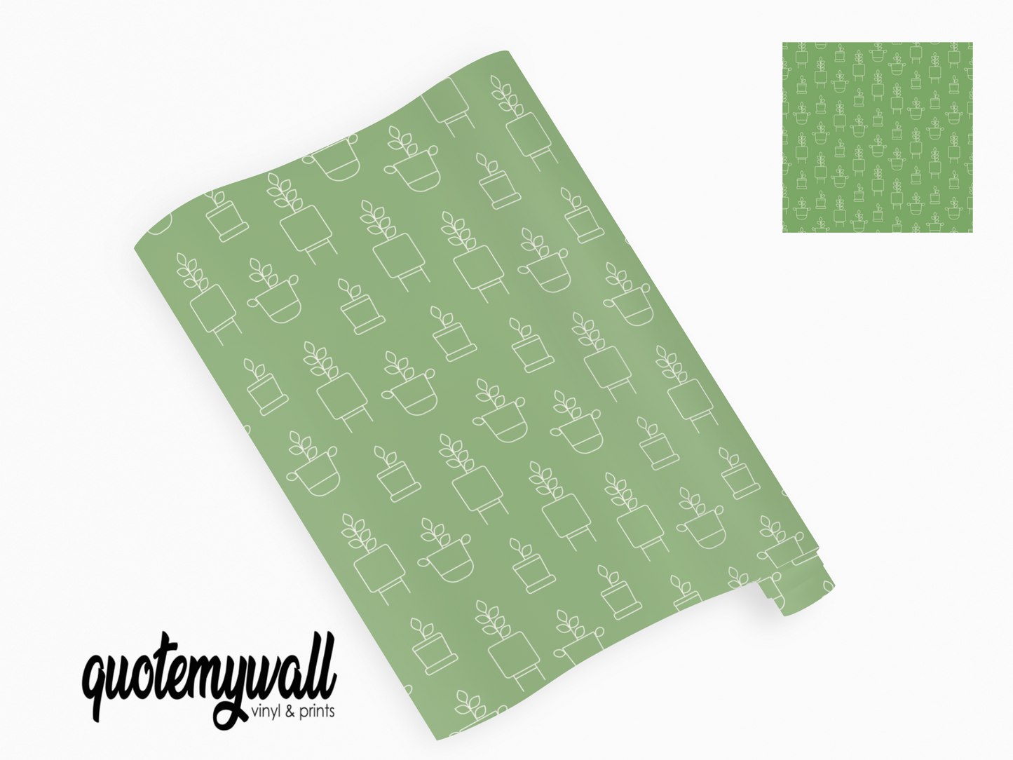 Green Plant Outline Silhouettes Self Adhesive Vinyl
