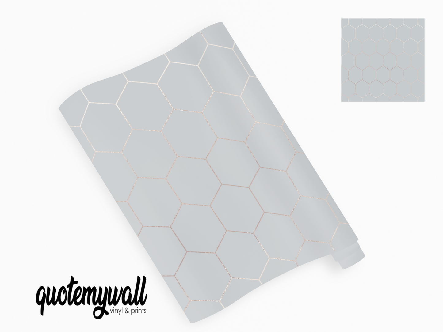 Grey & Rose Gold Hexagons Self Adhesive Vinyl