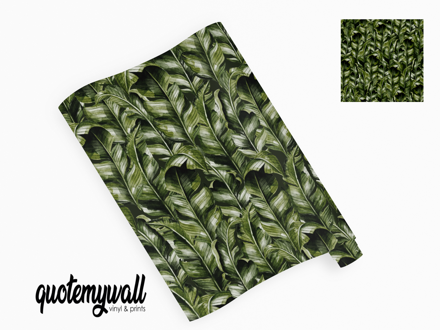 Tropical Green Banana Leaves Self Adhesive Vinyl
