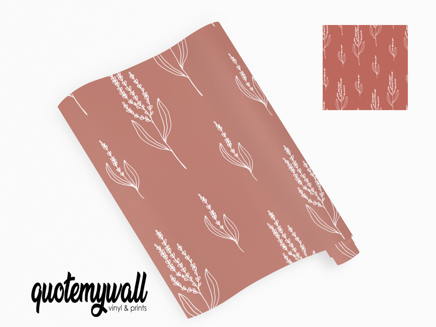 Rustic Red Flower Stems Vinyl Furniture Sticker