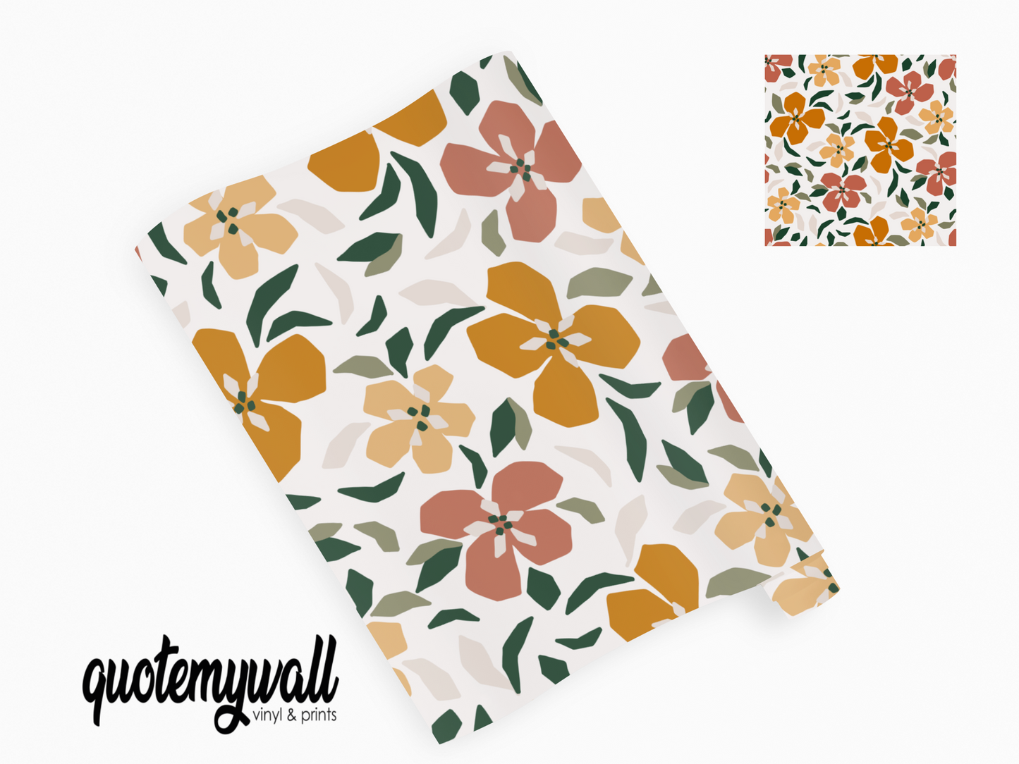 Burnt Orange Pansy Flowers Self Adhesive Vinyl