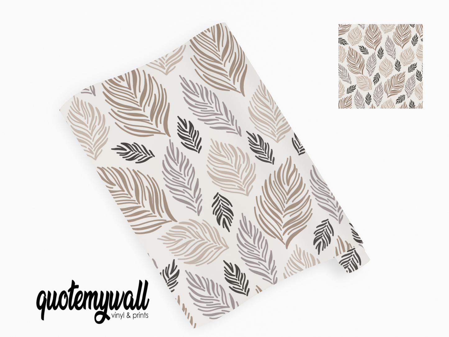 Natural Tones Brown Feathers Vinyl Furniture Sticker