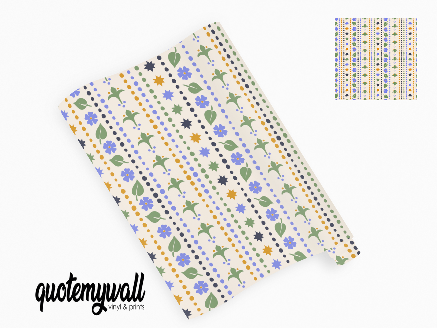 Blue Green Orange Linear Symbols Design Self Adhesive Vinyl