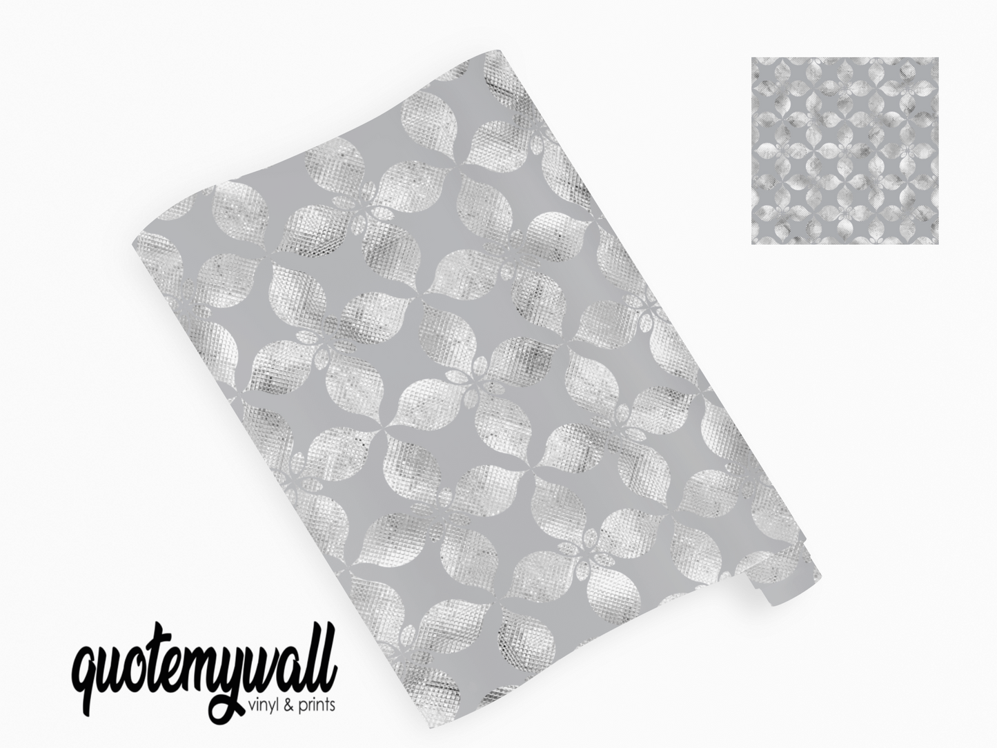 Large Pearly Grey Petals Pattern Self Adhesive Vinyl