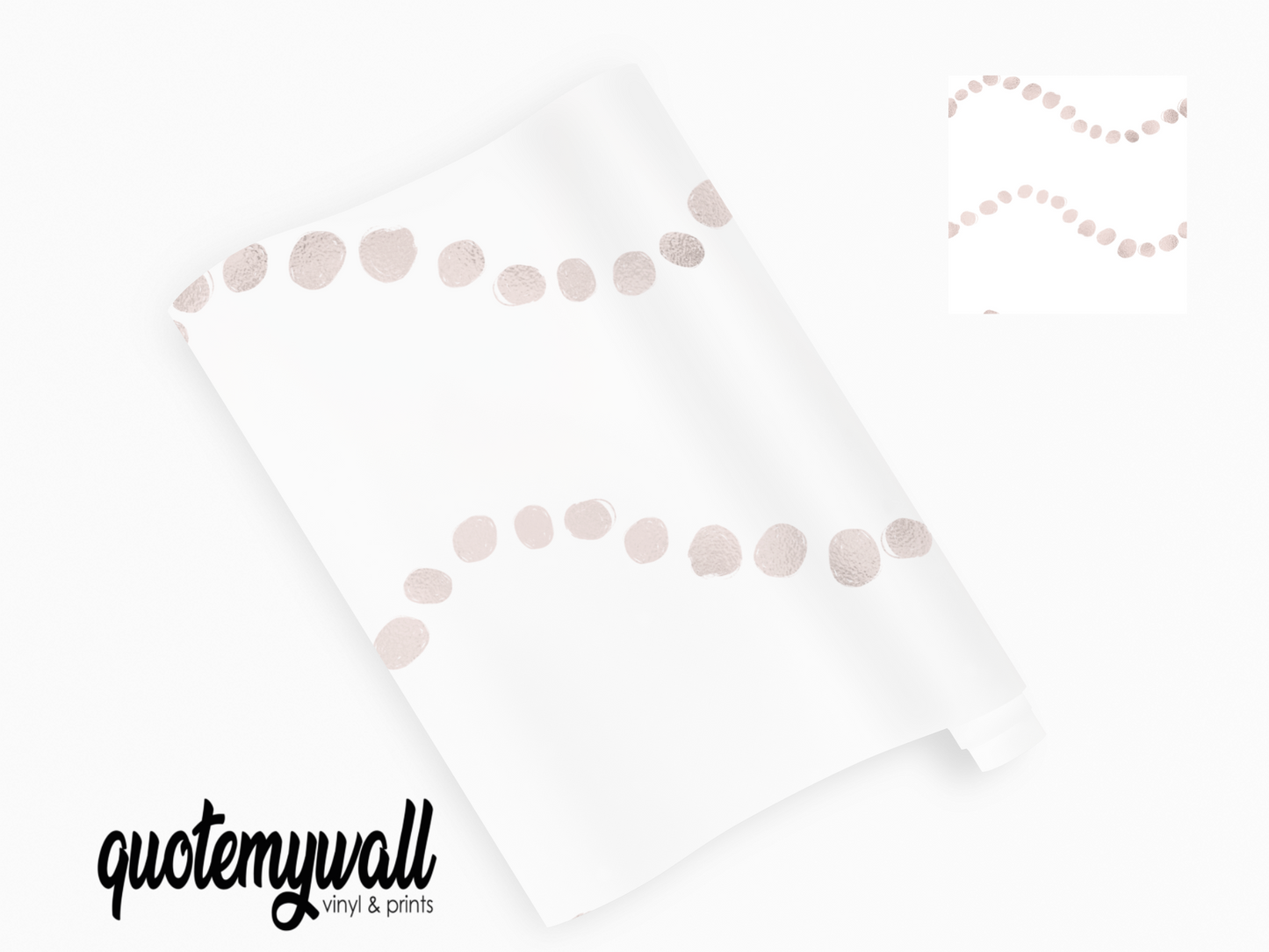 White & Blush Pink Wavy Spots Self Adhesive Vinyl