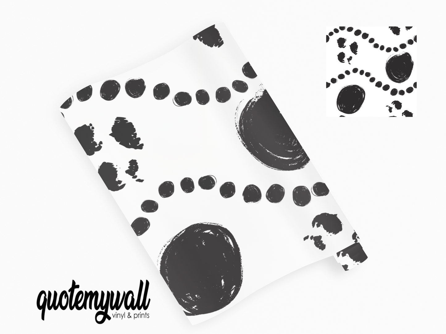 Black & White Wavy Spots Self Adhesive Vinyl