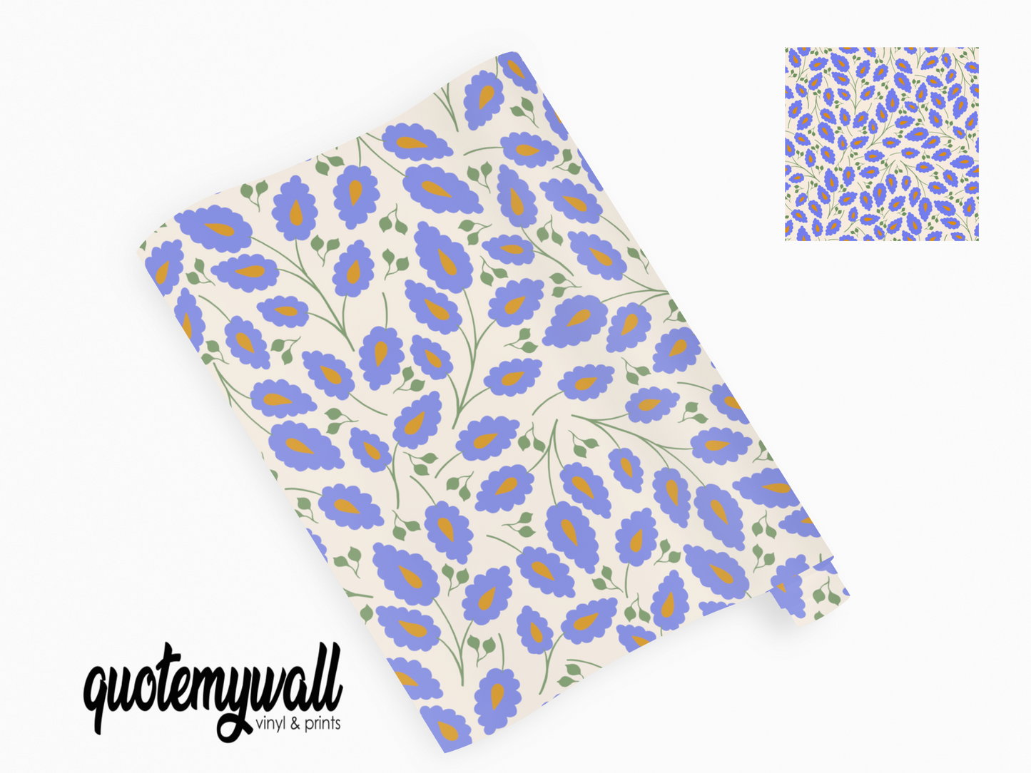 Dainty Blue Petal Flowers Self Adhesive Vinyl