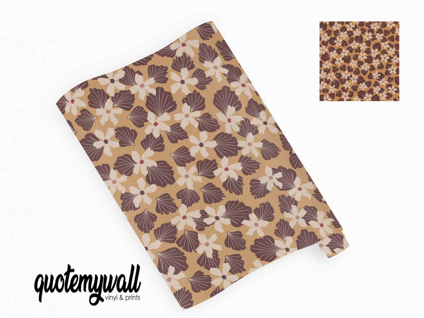 Pretty Brown Petal Flowers Vinyl Furniture Wrap