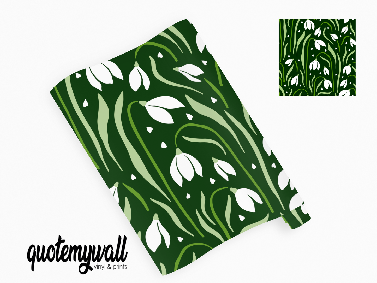 White Snowdrop Flowers Self Adhesive Vinyl