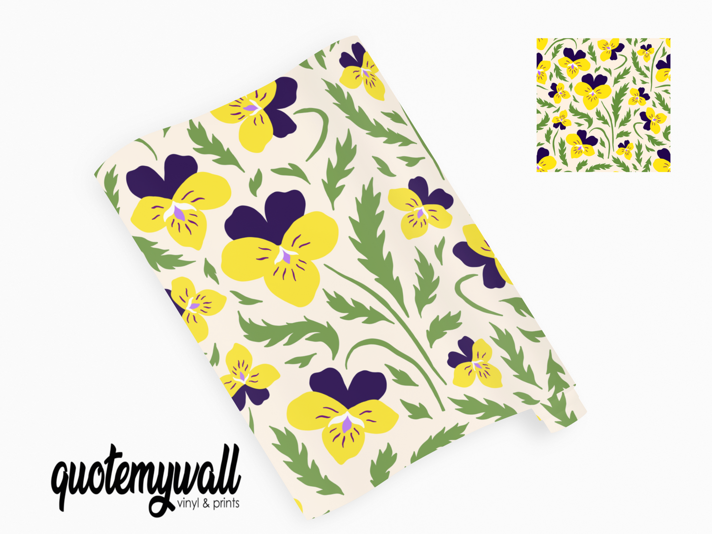 Violet & Yellow Pansy Flowers Vinyl Furniture Wrap