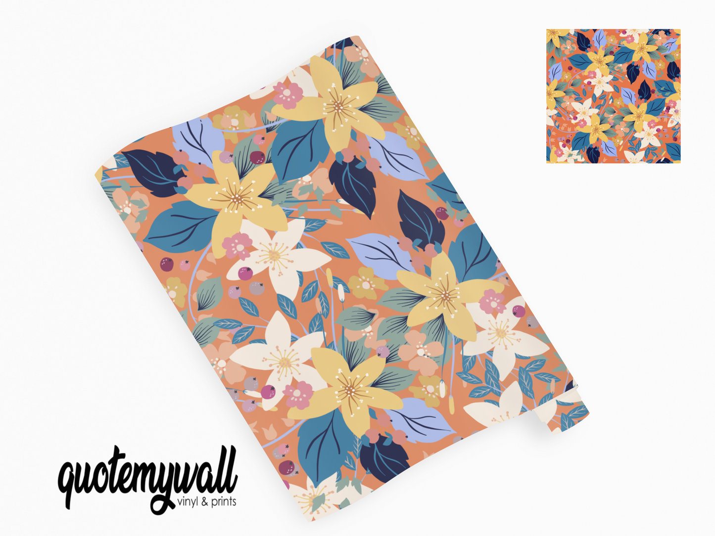 Warm Orange Spring Flowers Self Adhesive Vinyl