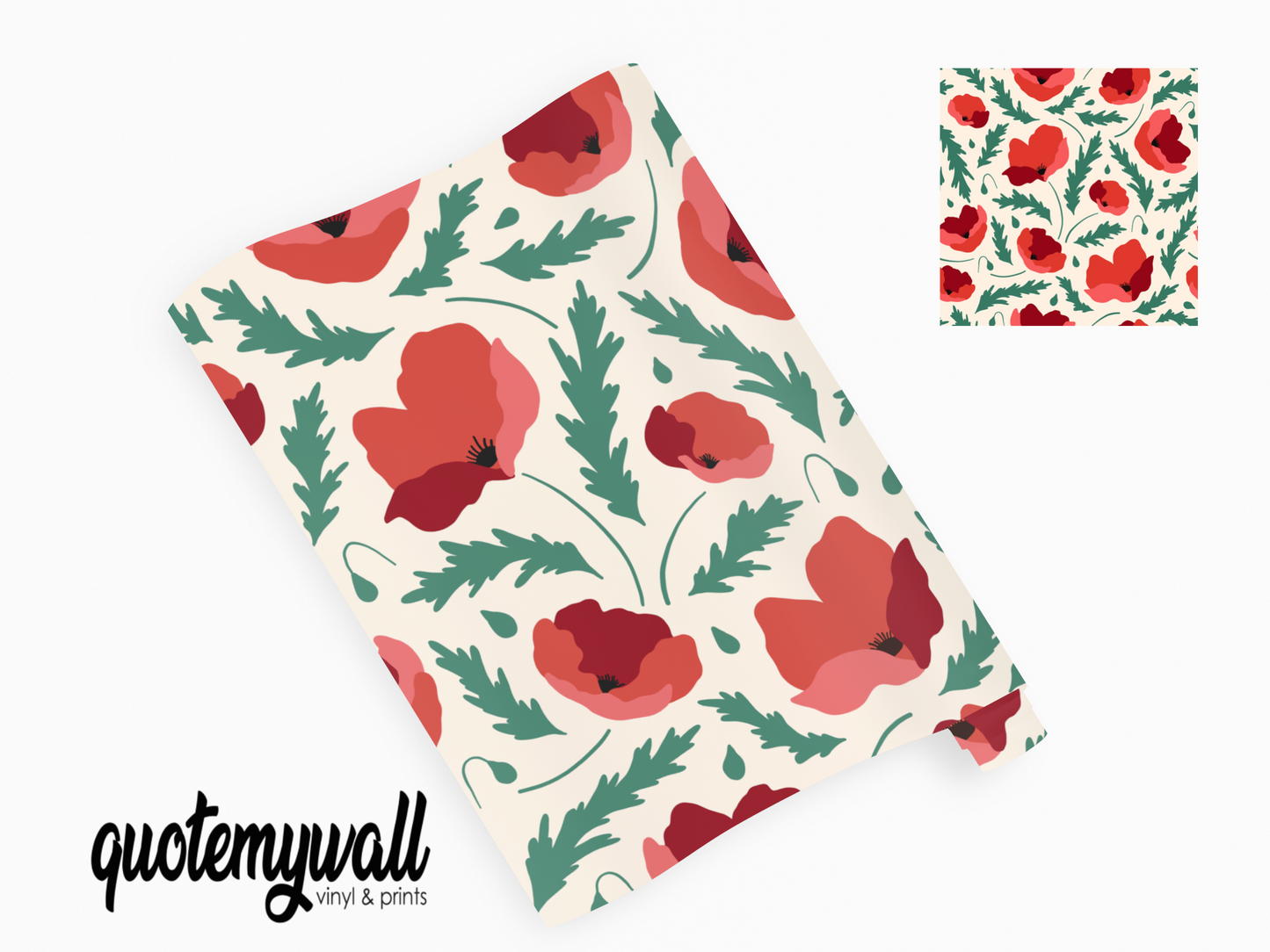 Red Poppy Flowers Self Adhesive Vinyl