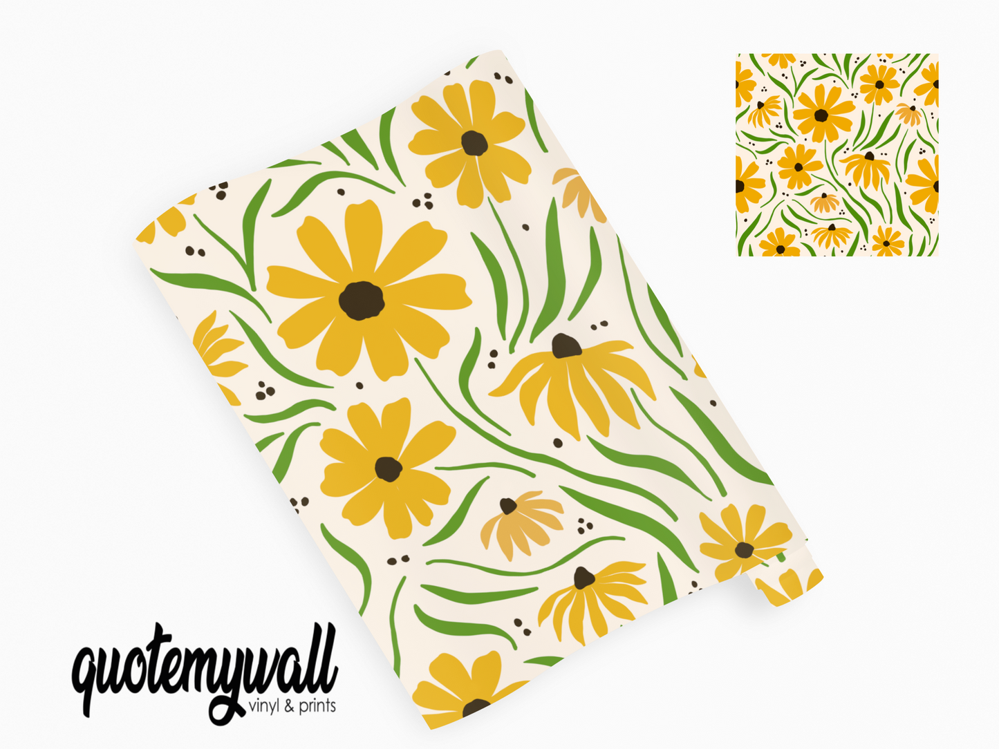 Yellow Daisy Flowers Self Adhesive Vinyl