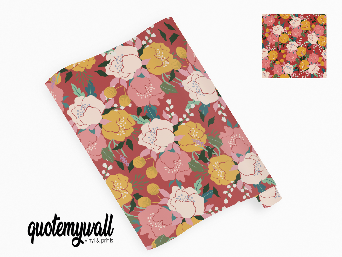 Pinky Yellow Floral Blooms Self Adhesive Vinyl