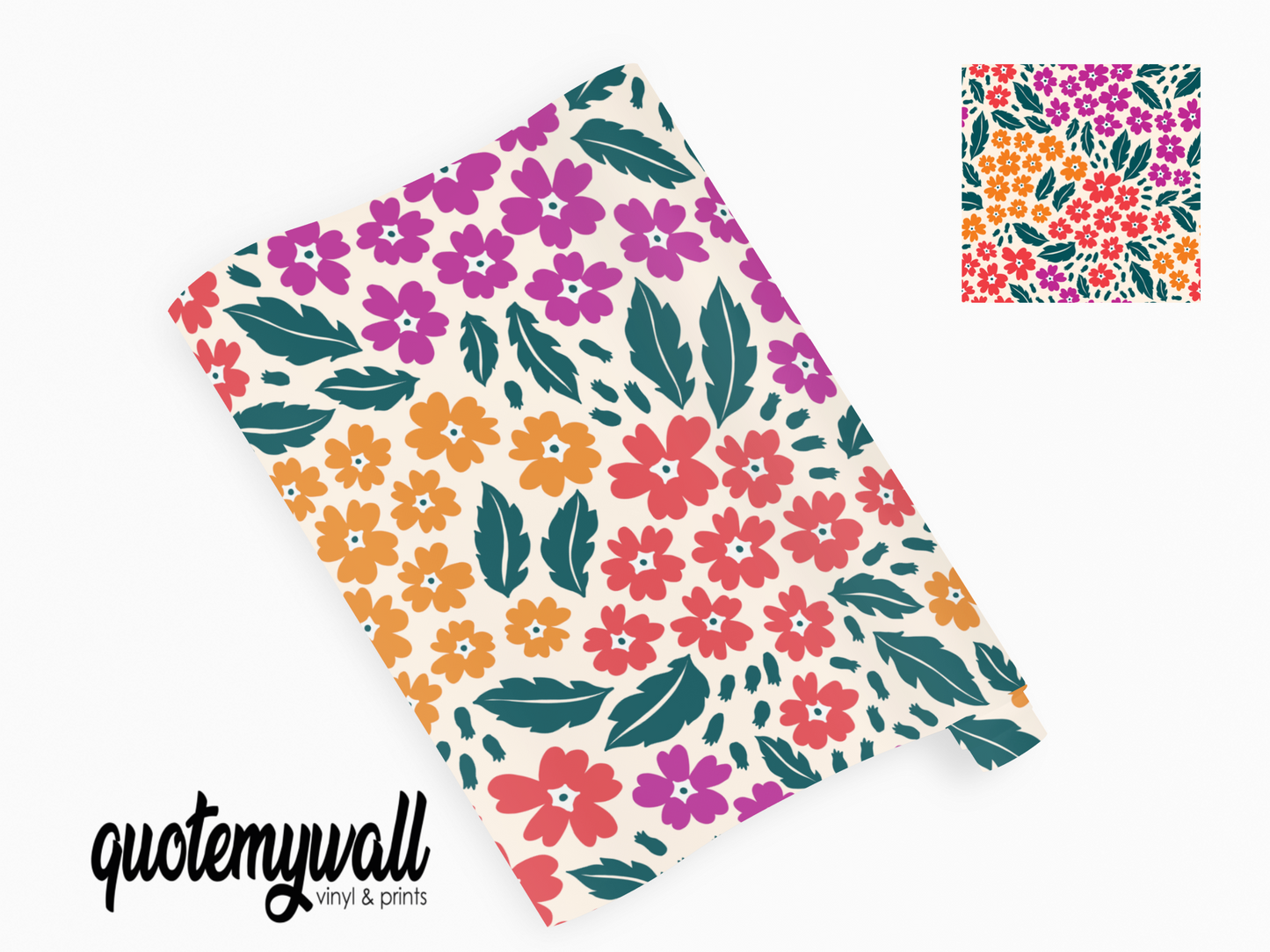 Mini Ditsy Red Orange Red Flowers Self Adhesive Vinyl