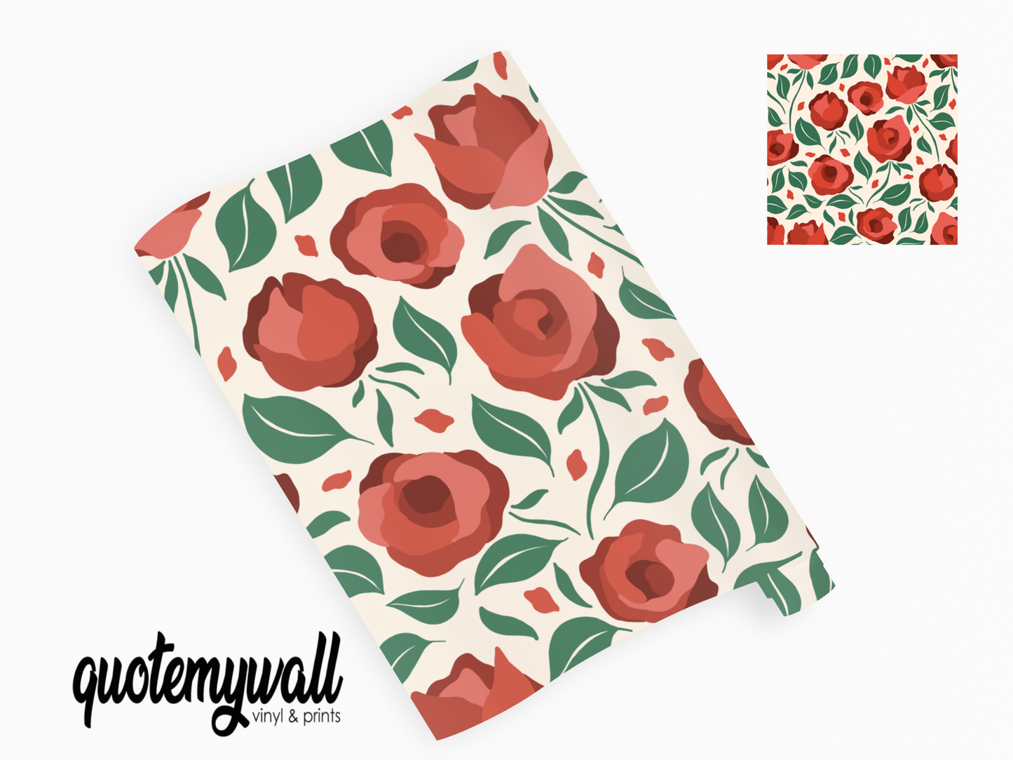Red Roses Floral Self Adhesive Vinyl